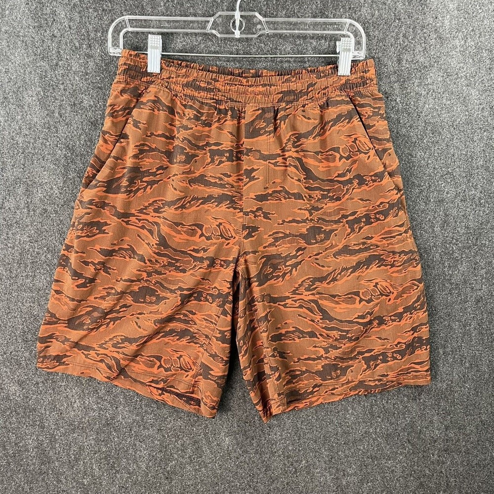 Lululemon Pace Breaker Short 9" Tiger Camo Orange Lined Men’s Size M EUC